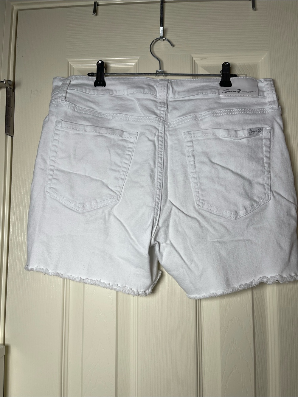 Seven7 White Denim Frayed Hem Shorts - Picture 2 of 6